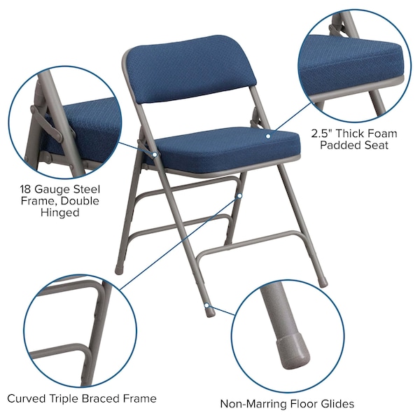 Flash Furniture Navy Fabric Folding Chair, PK2 - 2-AW-MC320AF-NVY-GG