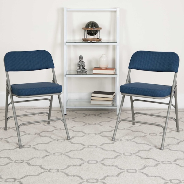 Flash Furniture Navy Fabric Folding Chair, PK2 - 2-AW-MC320AF-NVY-GG