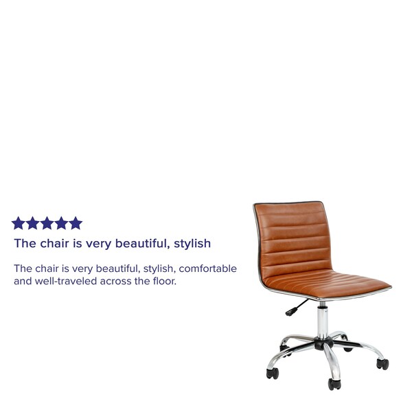 Flash Furniture Low Back Designer Armless Brown Ribbed Swivel Task Office Chair - DS-512B-BR-GG