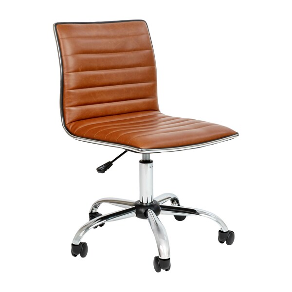 Flash Furniture Low Back Designer Armless Brown Ribbed Swivel Task Office Chair - DS-512B-BR-GG
