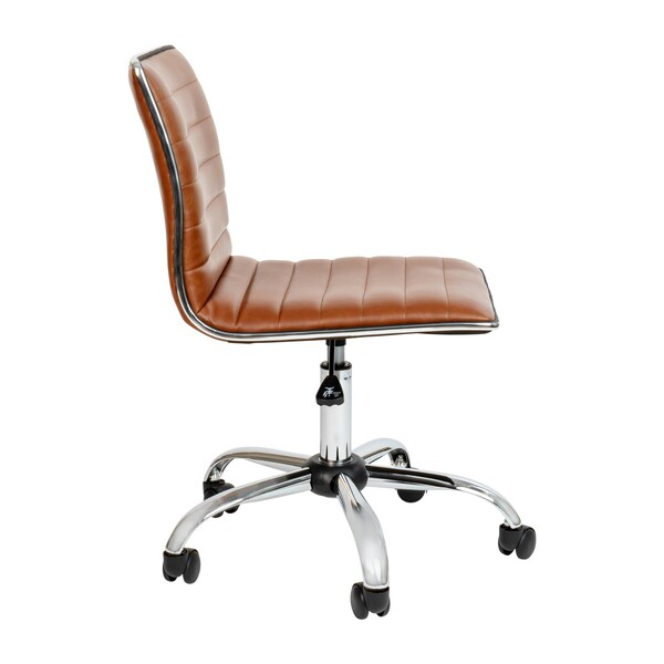 Flash Furniture Low Back Designer Armless Brown Ribbed Swivel Task Office Chair - DS-512B-BR-GG