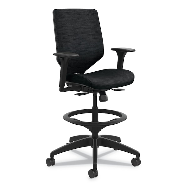 Hon Solve Series Upholstered Back Task Stool, Up to 300 lbs., Ink/Black - HONSVSU1ACLC10T
