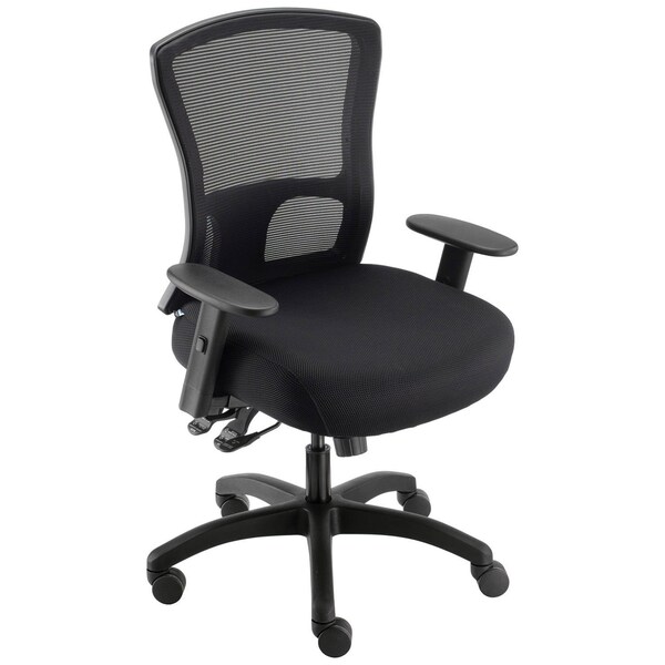 Global Industrial Big and Tall Mesh Back Chair, Fabric Seat, Black - 695486