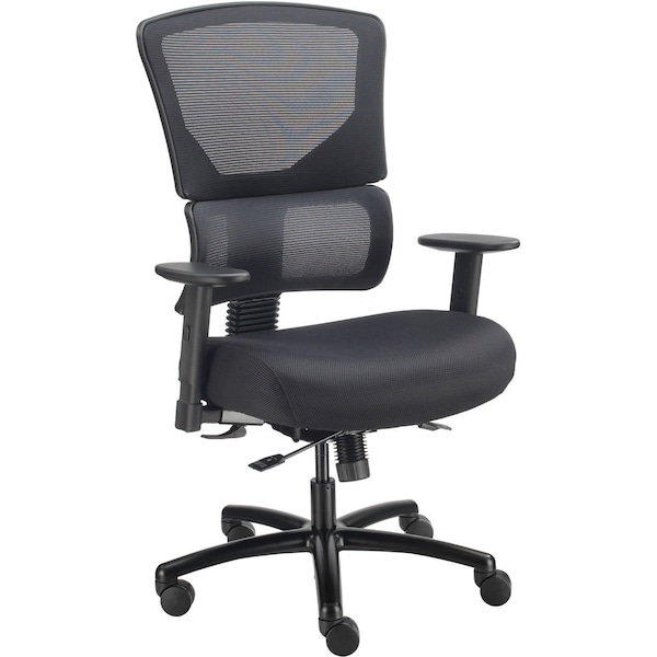 Global Industrial 24 Hour Big & Tall Mesh Back Chair, Black, Adjustable Arms, High Back - 695643