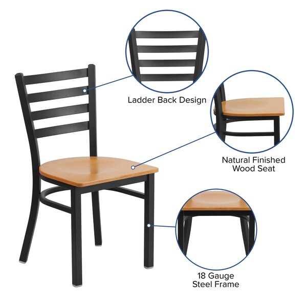 Flash Furniture Hercules Restaurant Chair, 16-1/2 in W 17" L 32-1/4" H - XU-DG694BLAD-NATW-GG