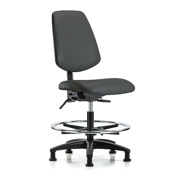 Blue Ridge Ergonomics Medium Bench Chair No Arms, 22" to 29" Height, Vinyl, Charcoal - BR-VMBCH-MB-RG-T0-A0-CF-RG-8605