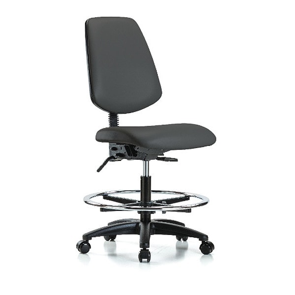 Blue Ridge Ergonomics Medium Bench Chair No Arms, 22" to 29" Height, Vinyl, Charcoal - BR-VMBCH-MB-RG-T0-A0-CF-RC-8605