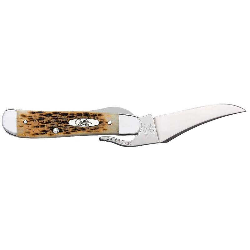W. R. Case & Sons Cutlery Co Amber Bone Peach Seed Jig RussLock Pocket Knife - FI00260