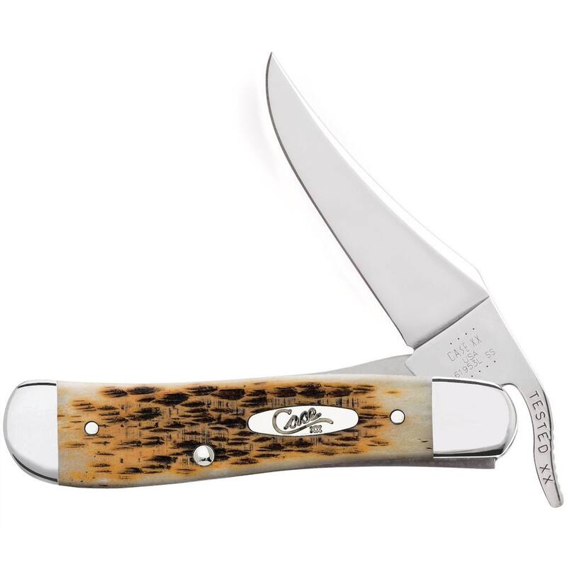 W. R. Case & Sons Cutlery Co Amber Bone Peach Seed Jig RussLock Pocket Knife - FI00260