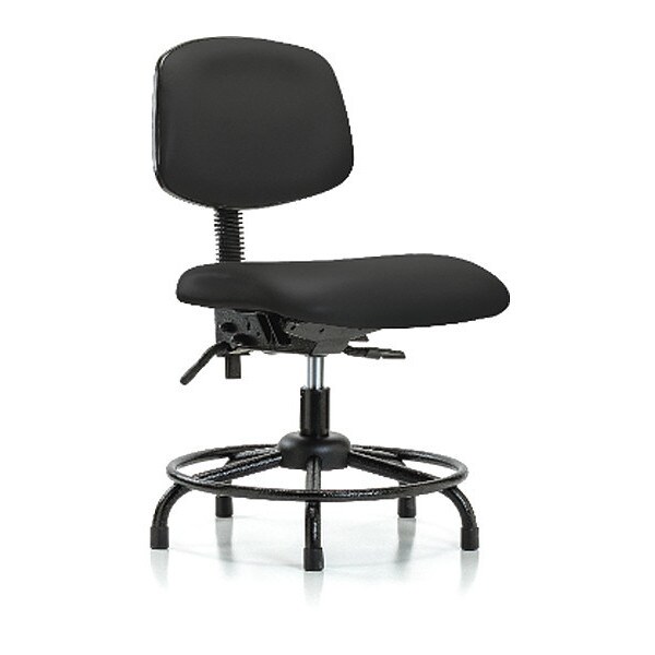 Blue Ridge Ergonomics Desk Chair Desk Chair, RT Glides, Vinyl, lBLK, No Arms, 18" to 23" Height, Vinyl, Black - BR-VDHCH-RT-T0-A0-RG-8540