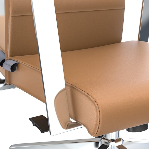 Leisuremod Aleen High-Back Office Chair in Upholstered Leather and Iron Frame, Swivel and Tilt, Acorn Brown - AOT19LBRL
