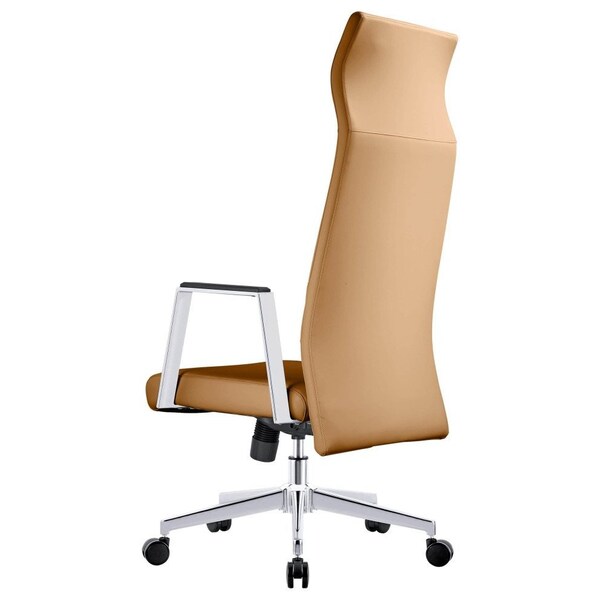 Leisuremod Aleen High-Back Office Chair in Upholstered Leather and Iron Frame, Swivel and Tilt, Acorn Brown - AOT19LBRL