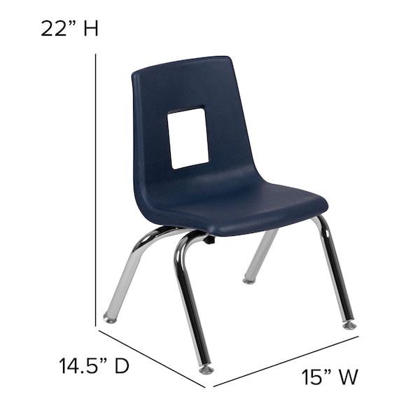 Flash Furniture Advantage Navy Student Stack School Chair, 12" - ADV-SSC-12NAVY