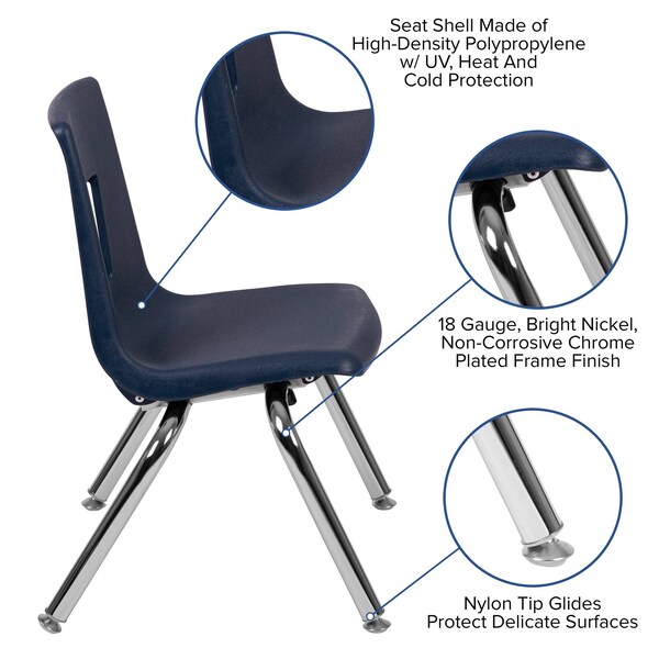 Flash Furniture Advantage Navy Student Stack School Chair, 12" - ADV-SSC-12NAVY