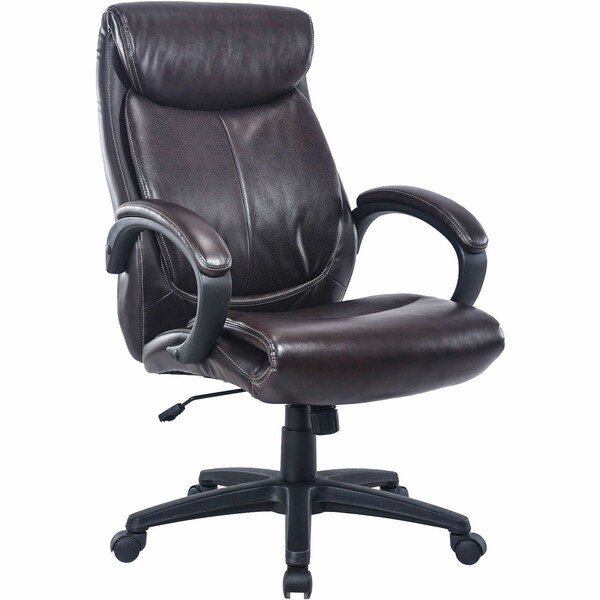 Lorell Executive High-Back Office Chair, Bonded Leather, Brown - LLR59498