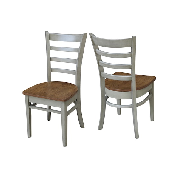 International Concepts Set of Two Emily Side Chair, Hickory/Stone - C41-617P