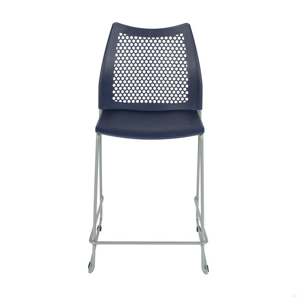 Flash Furniture HERCULES Navy Stack Counter Stool with Air-Vent Back and Gray Powder Coated Sled Base - RUT-498A-CS-NV-GG