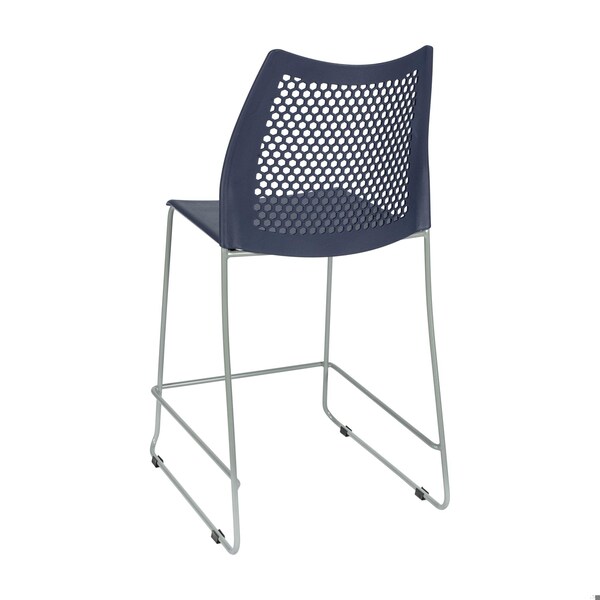 Flash Furniture HERCULES Navy Stack Counter Stool with Air-Vent Back and Gray Powder Coated Sled Base - RUT-498A-CS-NV-GG