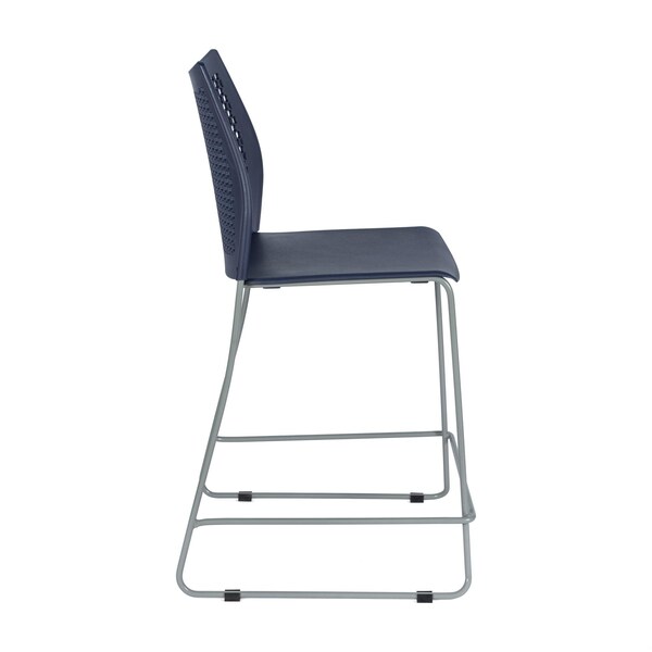 Flash Furniture HERCULES Navy Stack Counter Stool with Air-Vent Back and Gray Powder Coated Sled Base - RUT-498A-CS-NV-GG