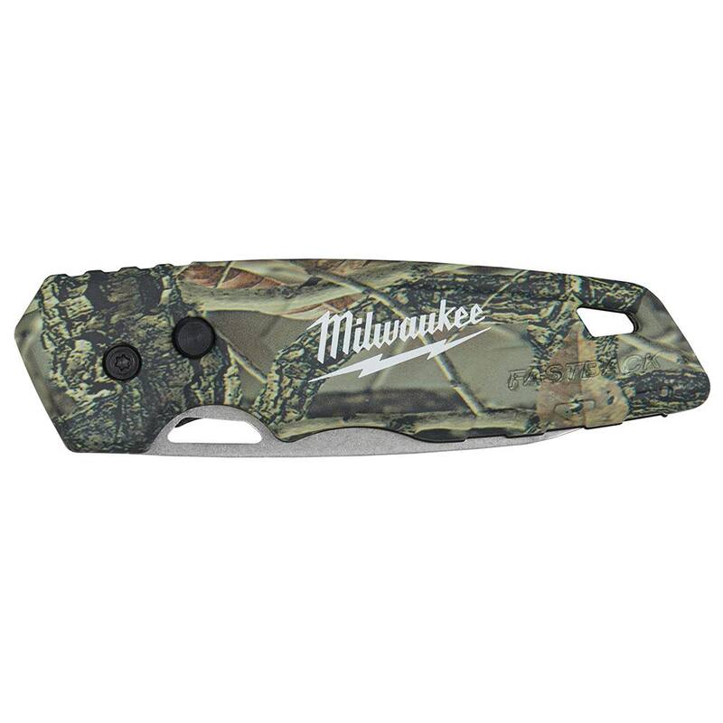 Milwaukee FASTBACK Camo Stainless Steel Folding Knife with 2.95 in. Blade and 25 ft. Compact Auto Lock Tape Measure - 48-22-1524-48-22-6825
