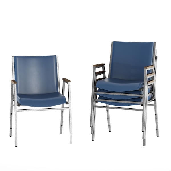 Flash Furniture HERCULES Heavy Duty Navy Vinyl Stack Chair with Arms, 4PK - 4-XU-60154-NVY-VYL-GG