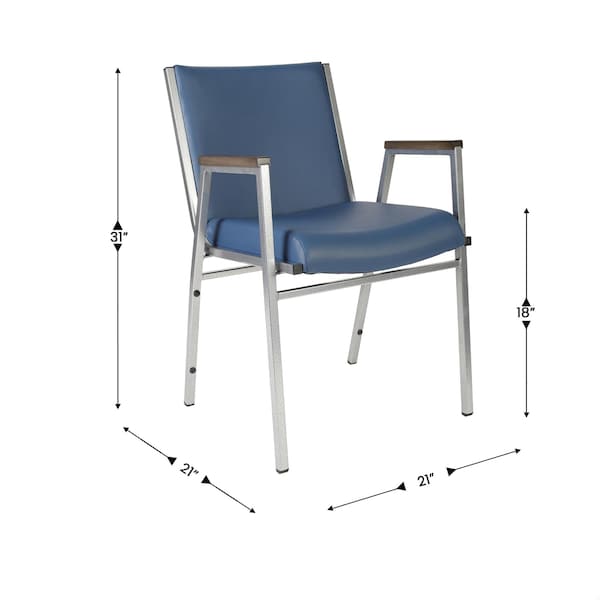 Flash Furniture HERCULES Heavy Duty Navy Vinyl Stack Chair with Arms, 4PK - 4-XU-60154-NVY-VYL-GG