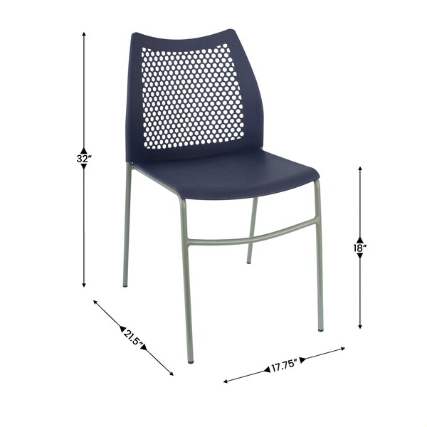 Flash Furniture HERCULES Navy Stack Chair with Air-Vent Back, Non-Sled Base and Gray Powder Coated Metal Frame, 5PK - 5-RUT-NC498-NV-GG