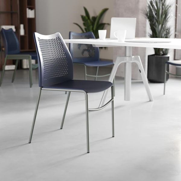 Flash Furniture HERCULES Navy Stack Chair with Air-Vent Back, Non-Sled Base and Gray Powder Coated Metal Frame, 5PK - 5-RUT-NC498-NV-GG