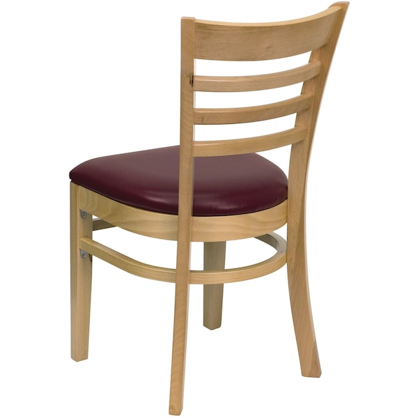 Flash Furniture Natural Wood Chair-Burg Vinyl - 2-XU-DGW0005LAD-NAT-BURV-GG