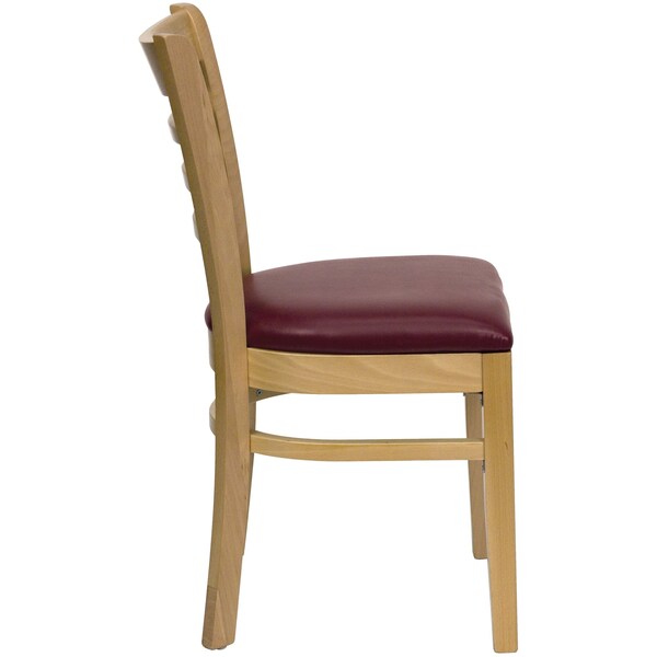 Flash Furniture Natural Wood Chair-Burg Vinyl - 2-XU-DGW0005LAD-NAT-BURV-GG