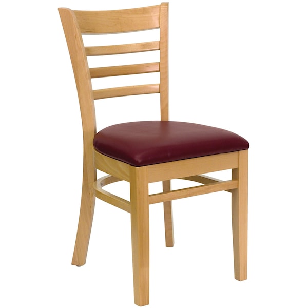 Flash Furniture Natural Wood Chair-Burg Vinyl - 2-XU-DGW0005LAD-NAT-BURV-GG