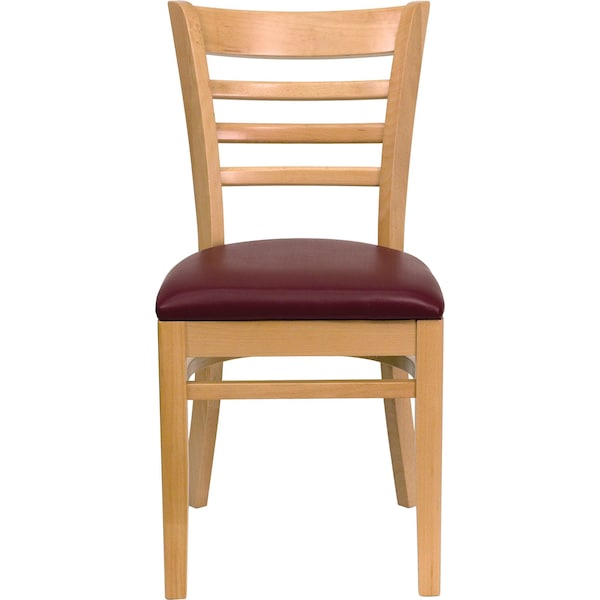Flash Furniture Natural Wood Chair-Burg Vinyl - 2-XU-DGW0005LAD-NAT-BURV-GG