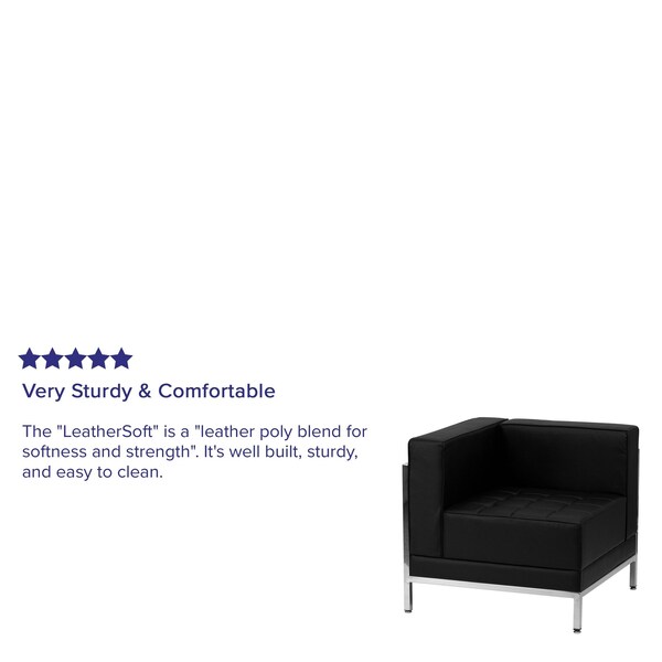 Flash Furniture Hercules Imagination Chair, Black Back, 28-1/2 in W 28-1/2" L 27-1/2" H, Leather Seat - ZB-IMAG-LEFT-CORNER-GG