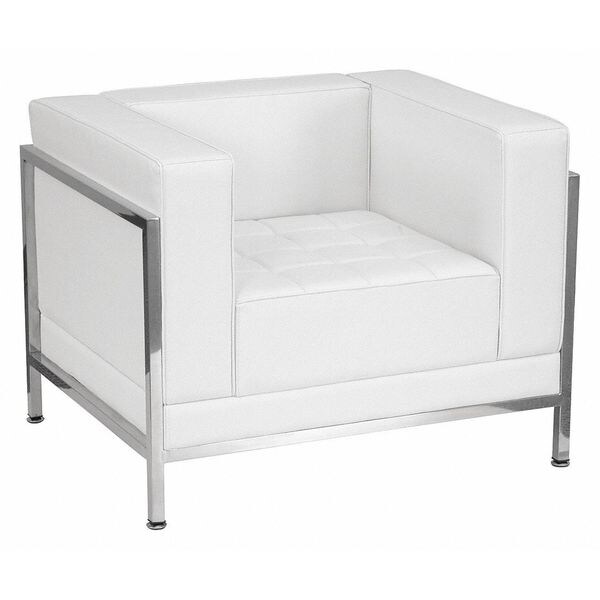 Flash Furniture Hercules Imagination Chair, White Back, 35 in W 28-3/4" L 27-1/4" H, Track, Leather Seat - ZB-IMAG-CHAIR-WH-GG