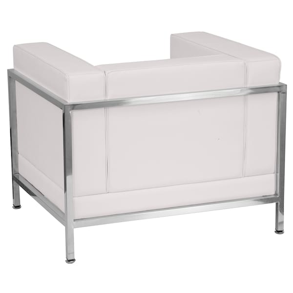 Flash Furniture Hercules Imagination Chair, White Back, 35 in W 28-3/4" L 27-1/4" H, Track, Leather Seat - ZB-IMAG-CHAIR-WH-GG