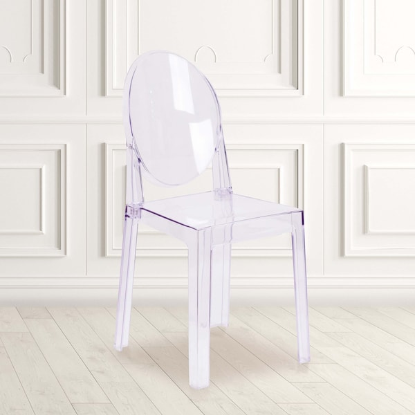 Flash Furniture Ghost Chair with Oval Back in Transparent Crystal - 4-OW-GHOSTBACK-18-GG