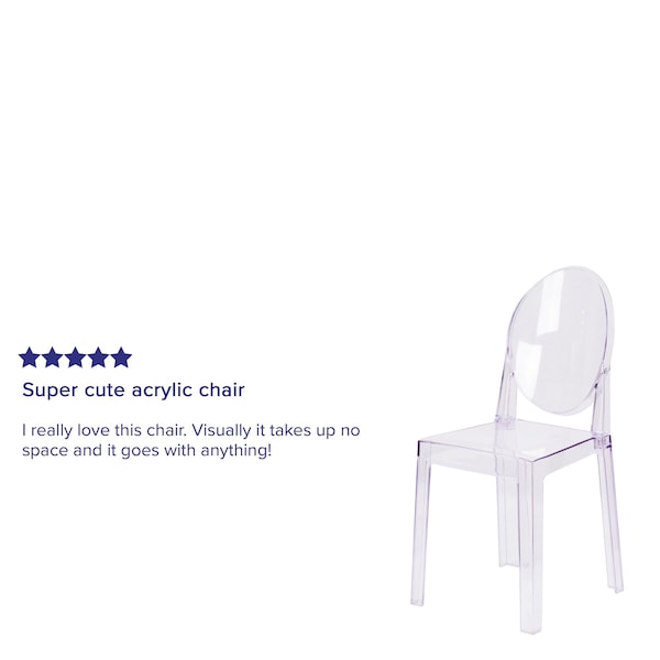 Flash Furniture Ghost Chair with Oval Back in Transparent Crystal - 4-OW-GHOSTBACK-18-GG