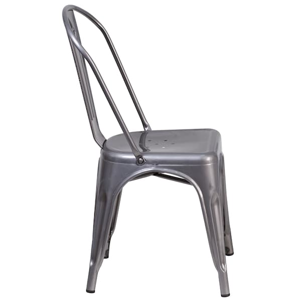 Flash Furniture Clear Coated Metal Indoor Stackable Chair - 4-XU-DG-TP001-GG