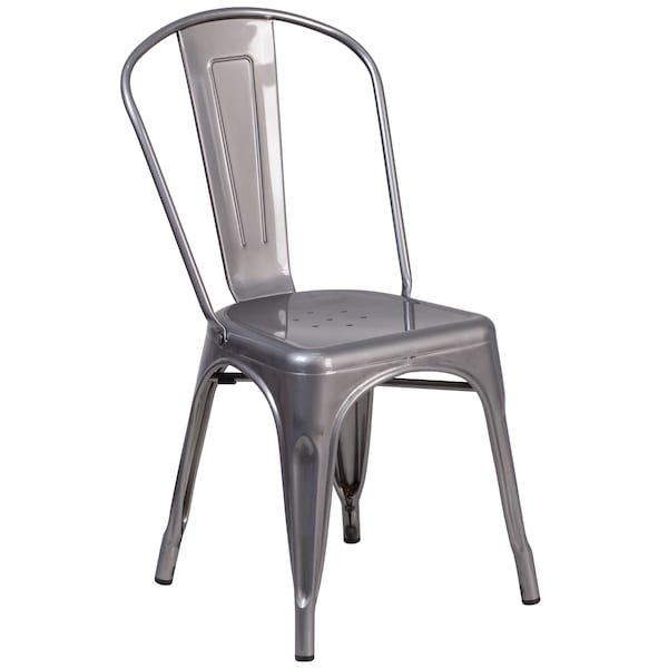 Flash Furniture Clear Coated Metal Indoor Stackable Chair - 4-XU-DG-TP001-GG