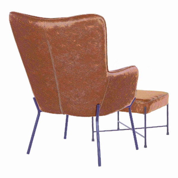 Lumisource Izzy Lounge Chair, Ottoman Set in Black Metal, Espresso Faux Leather - C2-IZZY BKE