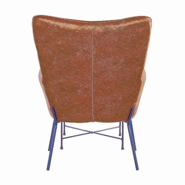 Lumisource Izzy Lounge Chair, Ottoman Set in Black Metal, Espresso Faux Leather - C2-IZZY BKE