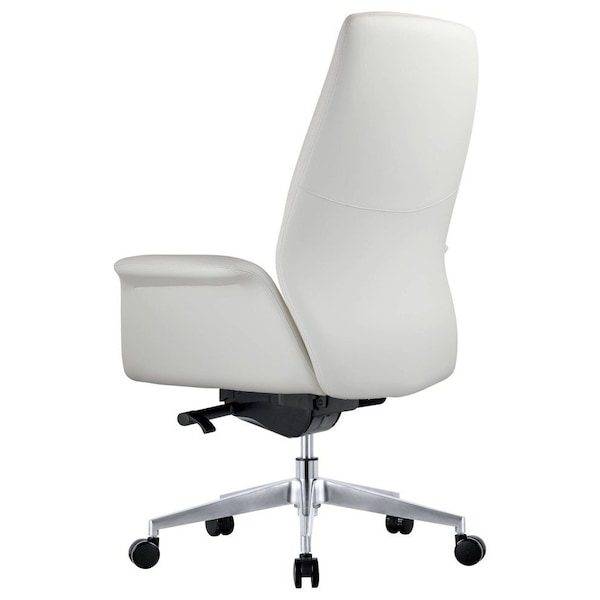 Leisuremod Summit Office Chair in Faux Leather & Aluminum Frame with Adjustable Height, Swivel & Tilt, White - SO21WL