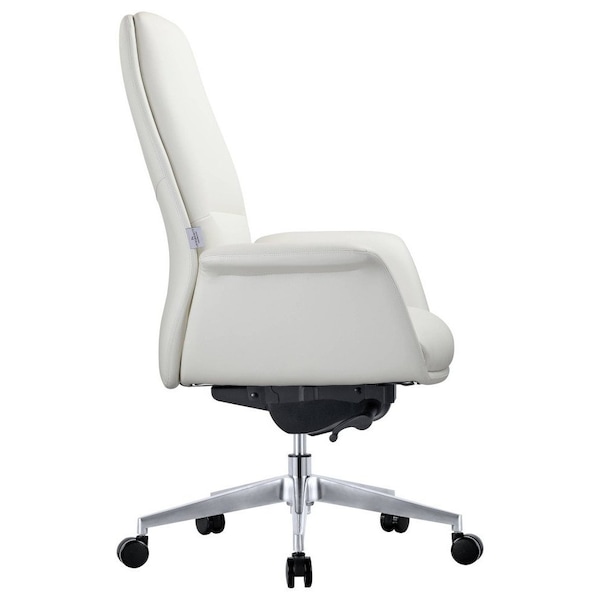 Leisuremod Summit Office Chair in Faux Leather & Aluminum Frame with Adjustable Height, Swivel & Tilt, White - SO21WL