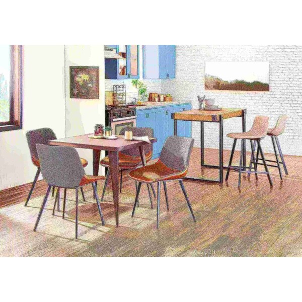 Lumisource Outlaw Two-Tone Chair in Brown Faux Leather and Grey Fabric, PK 2 - DC-OTLW BKBNGY2