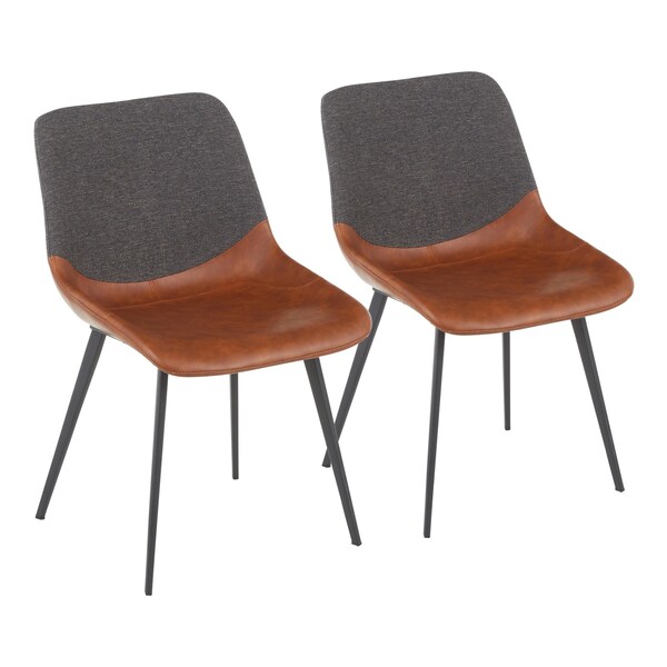 Lumisource Outlaw Two-Tone Chair in Brown Faux Leather and Grey Fabric, PK 2 - DC-OTLW BKBNGY2