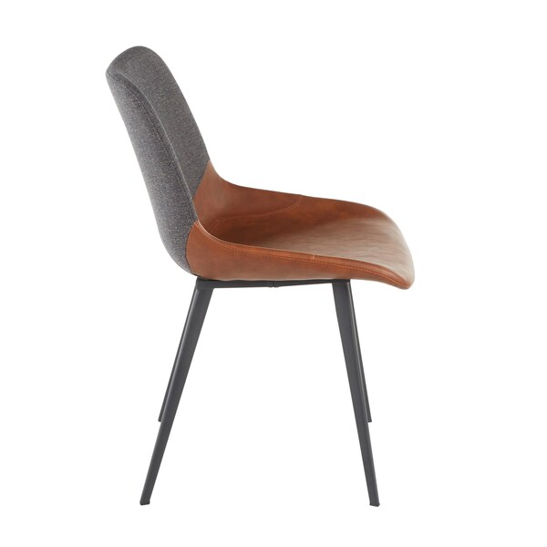 Lumisource Outlaw Two-Tone Chair in Brown Faux Leather and Grey Fabric, PK 2 - DC-OTLW BKBNGY2