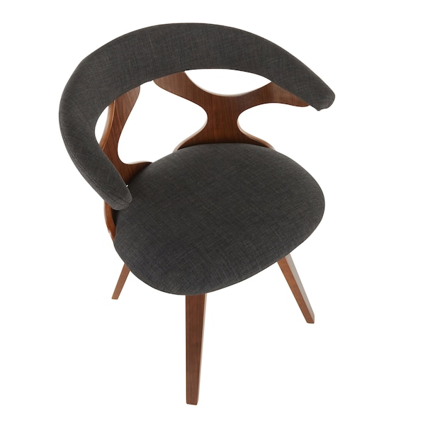 Lumisource Gardenia Dining/Accent Chair in Walnut and Charcoal Fabric - CH-GARD WLCHAR