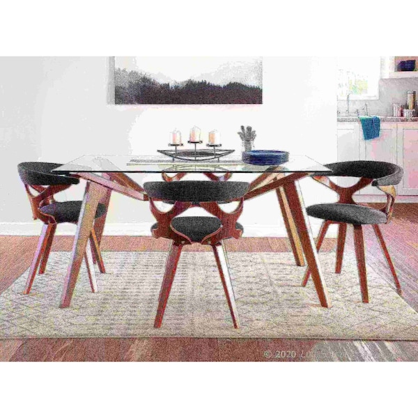 Lumisource Gardenia Dining/Accent Chair in Walnut and Charcoal Fabric - CH-GARD WLCHAR