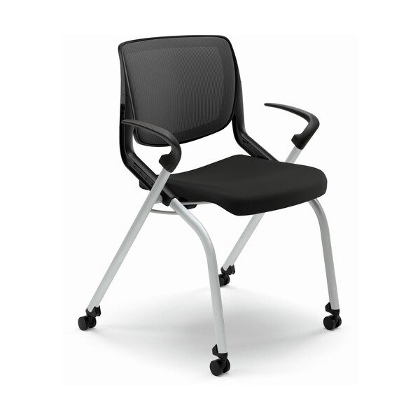 Hon HON MN212ONCU10, MOTIVATE NESTING/STACKING FLEX-BACK CHAIR, ONYX SEAT/BLACK BACK, PLATINUM BASE - HONMN212ONCU10