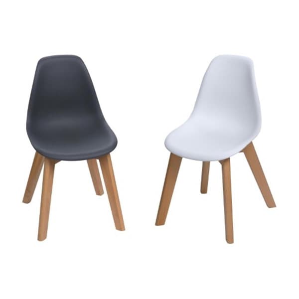 Gift Mark Mid-Century Modern Kids Chair, Gray & White - 12.5 x 12.5 x 22.5 in. - Set of 2 - 3072GW